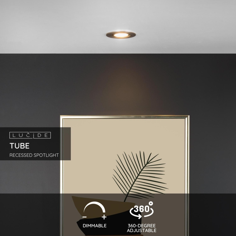 Lucide TUBE - Zapustené bodové svietidlo - Ø 9,2 cm - 1xGU10 - Satin Chrome